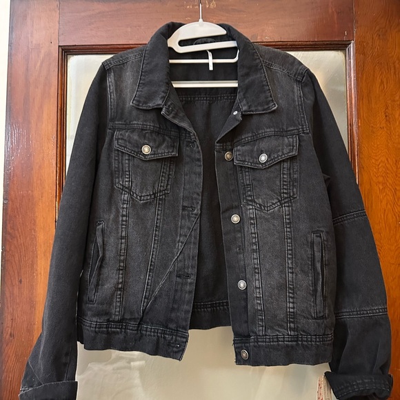 Free People Black Denim Jacket - Picture 1 of 6